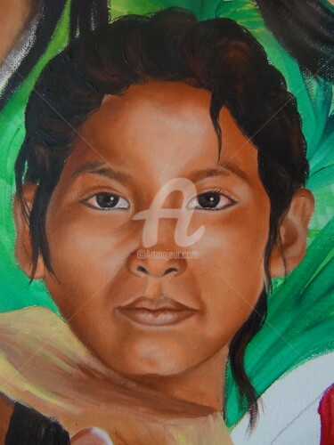 Peinture intitulée "jeune fille d'amazo…" par Nicolas Péché, Œuvre d'art originale, Huile