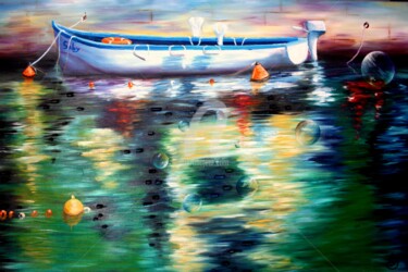 Peinture intitulée "la-barque-60x100.jpg" par Nicolas Péché, Œuvre d'art originale