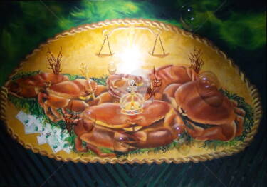 Schilderij getiteld "Le panier de crabes" door Nicolas Péché, Origineel Kunstwerk, Olie