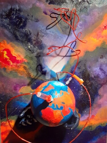 Schilderij getiteld "Love earth" door Nicolas Péché, Origineel Kunstwerk, Olie