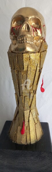 Skulptur mit dem Titel "World cup 2022" von Nicolas Péché, Original-Kunstwerk, Holz