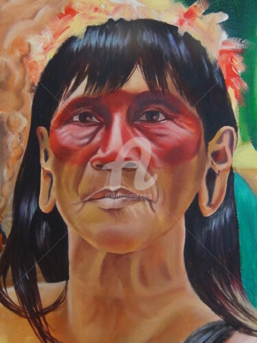 Painting titled "Huaorani" by Nicolas Péché, Original Artwork, Oil