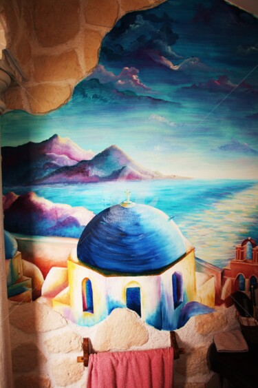 Painting titled "Santorin" by Nicolas Péché, Original Artwork, Oil