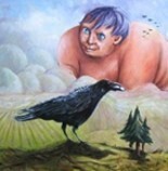 Peinture intitulée "Le corbeau et le gé…" par Nicolas Pihery, Œuvre d'art originale, Huile