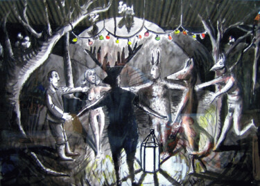 Peinture intitulée "La farandole de nui…" par Nicolas Pihery, Œuvre d'art originale