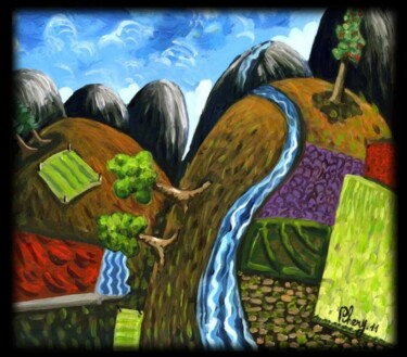 Pintura titulada "Les collines exagér…" por Nicolas Pihery, Obra de arte original, Oleo