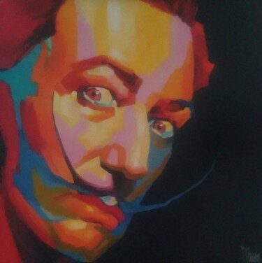 Painting titled "Dali" by Nicolas Planson, Original Artwork, Acrylic Mounted on Wood Stretcher frame