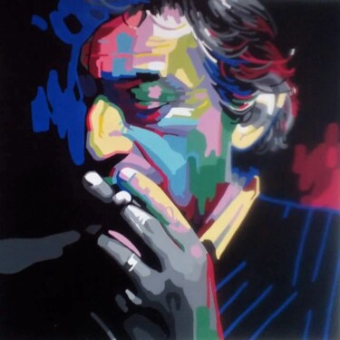 Painting titled "Gainsbourg" by Nicolas Planson, Original Artwork, Acrylic Mounted on Wood Stretcher frame