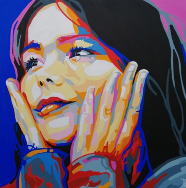 Painting titled "Björk" by Nicolas Planson, Original Artwork, Acrylic Mounted on Wood Stretcher frame