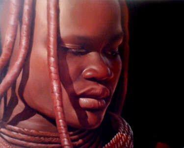 Pintura titulada "Visage de Namibie" por Nicolas Planson, Obra de arte original, Acrílico Montado en Bastidor de camilla de…