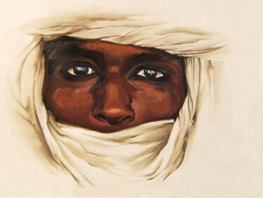 Peinture intitulée "Homme du désert" par Nicolas Planson, Œuvre d'art originale, Huile Monté sur Châssis en bois