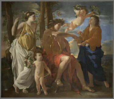 Malerei mit dem Titel "L'Inspiration du po…" von Nicolas Poussin, Original-Kunstwerk, Öl