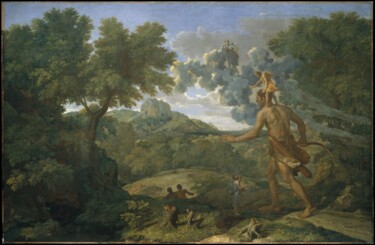 Malerei mit dem Titel "Paysage avec Orion…" von Nicolas Poussin, Original-Kunstwerk, Öl