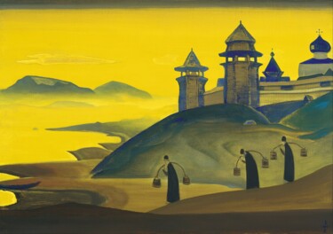 Schilderij getiteld "Et nous essayons" door Nicolas Roerich, Origineel Kunstwerk, Olie