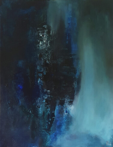 Painting titled "DEEP BLUE" by Nicolas Ruelle, Original Artwork, Acrylic Mounted on Wood Stretcher frame