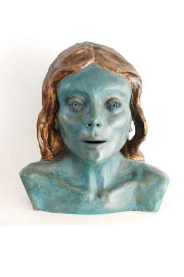 Skulptur mit dem Titel "Femme portrait" von Nicolas Sevin, Original-Kunstwerk, Terra cotta