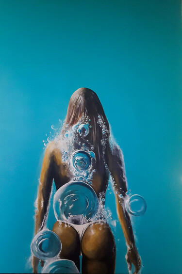 Pittura intitolato "La nageuse" da Nicolas Sorel, Opera d'arte originale, Acrilico