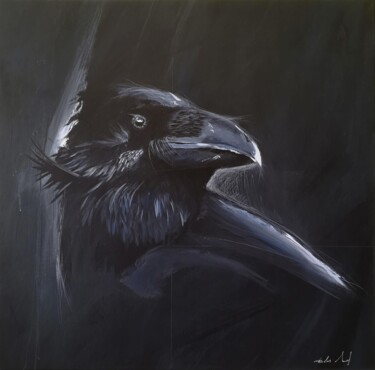 Peinture intitulée "The crow" par Nicolas Sorel, Œuvre d'art originale, Acrylique