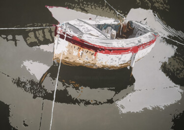 Painting titled "The boat waiting fo…" by Nicolas Sorel, Original Artwork, Acrylic