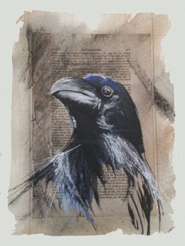 Dessin intitulée "Le corbeau I" par Nicolas Sorel, Œuvre d'art originale, Acrylique