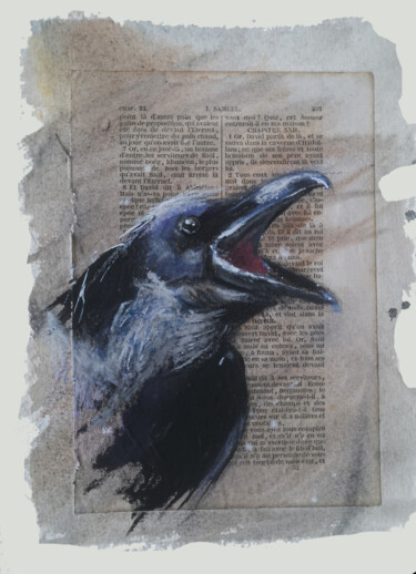 Dessin intitulée "le corbeau II" par Nicolas Sorel, Œuvre d'art originale, Acrylique