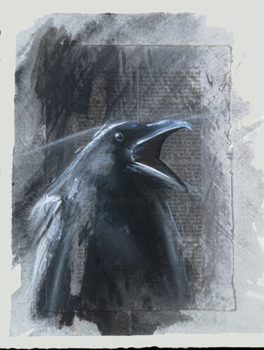 Dibujo titulada "le corbeau III" por Nicolas Sorel, Obra de arte original, Acrílico