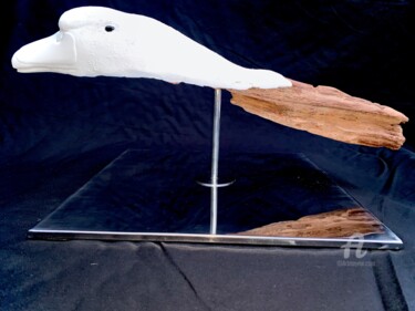 Sculpture titled "Cygne" by Nicolas Volle, Original Artwork, Wood