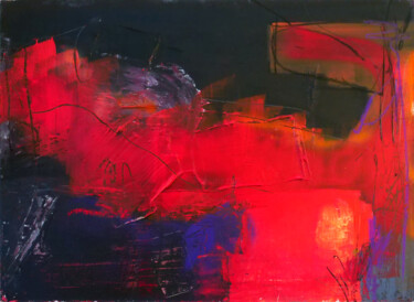 Pintura intitulada "Composition rouge-n…" por Nicolas Wallyn, Obras de arte originais, Acrílico