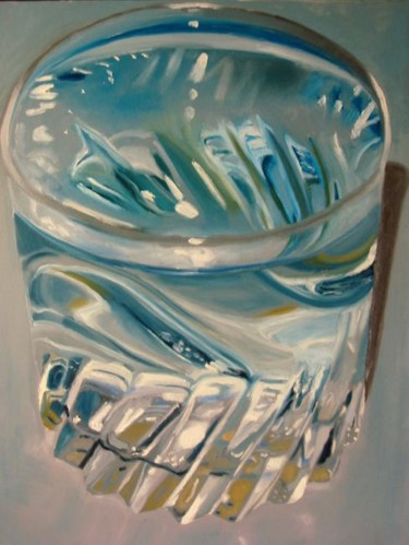 Peinture intitulée ""le verre"" par Nicolas Boudin, Œuvre d'art originale