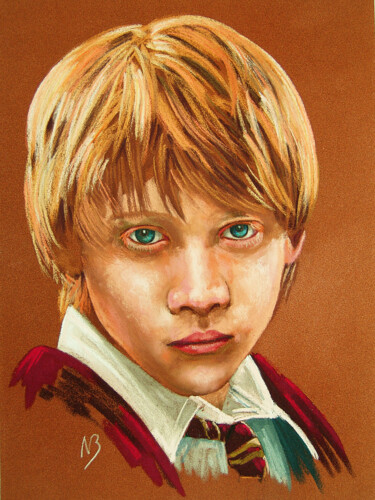 Peinture intitulée "Ron Weasley(sur com…" par Nicolas Brandicourt, Œuvre d'art originale, Pastel