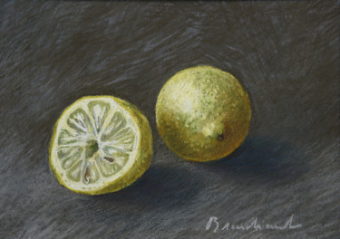 Malerei mit dem Titel "CITRON" von Nicolas Brandicourt, Original-Kunstwerk, Pastell