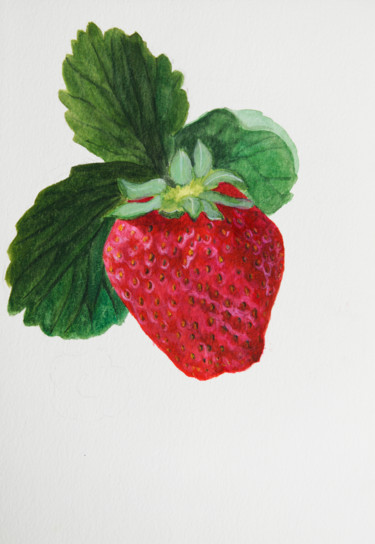 Pintura intitulada "Fraise fraiche" por Nicolas Brandicourt, Obras de arte originais, Aquarela