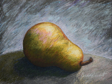 Painting titled "poire couchée 2" by Nicolas Brandicourt, Original Artwork, Pastel Mounted on Cardboard