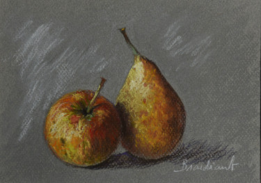 Peinture intitulée "Petite pomme et poi…" par Nicolas Brandicourt, Œuvre d'art originale, Pastel