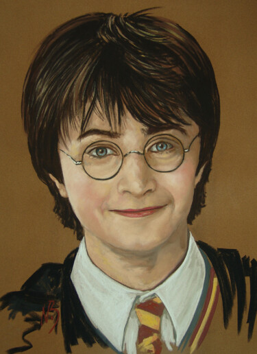 Malerei mit dem Titel "Harry Potter 1" von Nicolas Brandicourt, Original-Kunstwerk, Pastell