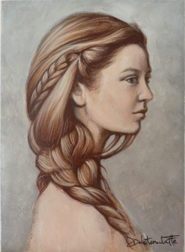 Peinture intitulée "jeune fille à la tr…" par Nicolas Delatronchette, Œuvre d'art originale, Acrylique
