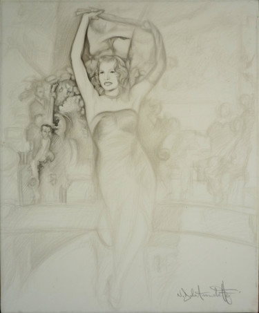 Dessin intitulée "Katharine Hepburn" par Nicolas Delatronchette, Œuvre d'art originale, Graphite