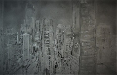 Drawing titled "new-york-noir-et-bl…" by Nicolas Delatronchette, Original Artwork, Ink