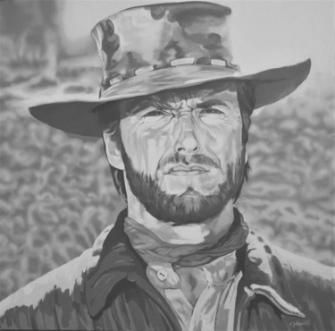 Painting titled "clint-eastwood-gran…" by Nicolas Delatronchette, Original Artwork, Acrylic