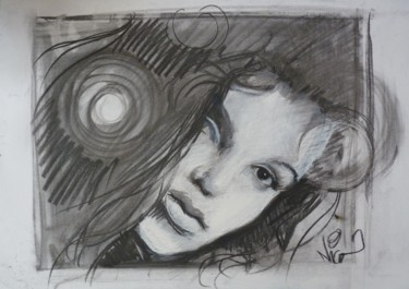 Drawing titled "a girl from my drea…" by Nicolas Delatronchette, Original Artwork, Charcoal
