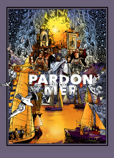 Rysunek zatytułowany „Pardon de la Mer” autorstwa Nicolas De Palmaert, Oryginalna praca, Atrament