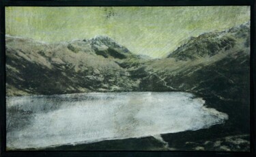 Schilderij getiteld "MontagneS II" door Nicolas Guyot, Origineel Kunstwerk, Film Print Gemonteerd op Houten paneel