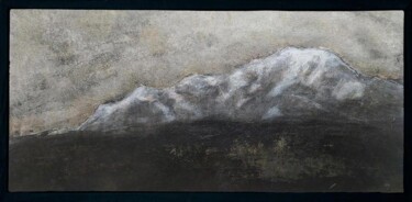 Painting titled "MontagneS XV" by Nicolas Guyot, Original Artwork, Analog Print Mounted on Wood Panel