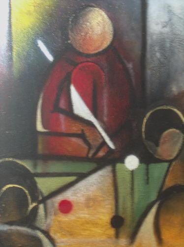 Pintura titulada "les joueurs de bill…" por Nicolas Périgois, Obra de arte original, Oleo