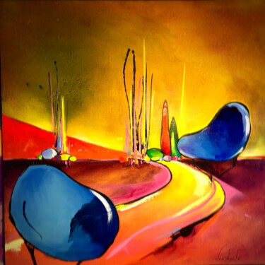 Malarstwo zatytułowany „Color-Land 2022” autorstwa Nicolas Périgois, Oryginalna praca, Akryl Zamontowany na Drewniana rama n…