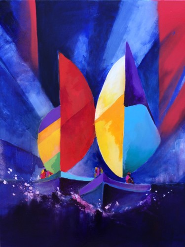 Painting titled "Super-Regatta" by Nicolas Périgois, Original Artwork, Acrylic