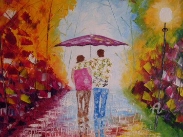 Painting titled "mon amour d'automne" by Nicolas Couronnel, Original Artwork