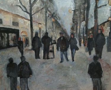 Peinture intitulée "Scène de rue" par Françoise Vivier Nicolaÿ, Œuvre d'art originale, Huile