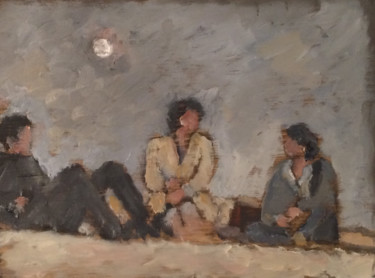 Peinture intitulée "plage-en-hiver.jpg" par Françoise Vivier Nicolaÿ, Œuvre d'art originale, Huile