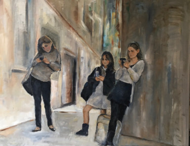 Painting titled "Les ados 1" by Françoise Vivier Nicolaÿ, Original Artwork, Oil